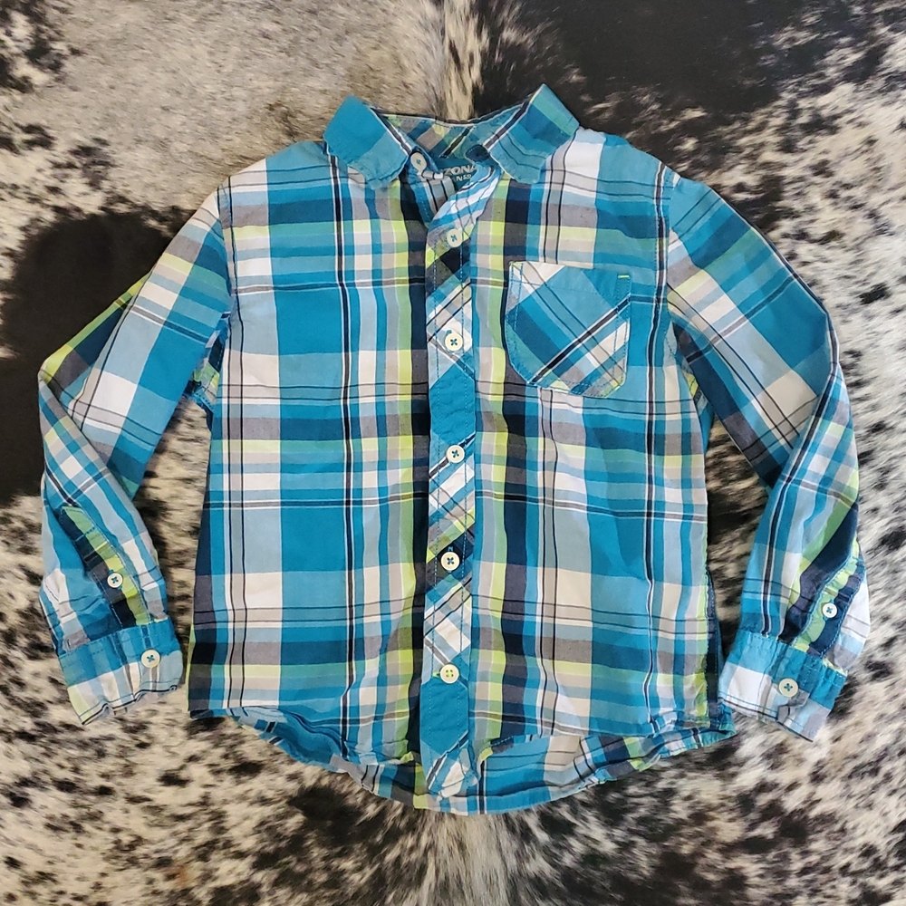 Arizona Jean Company Blue Plaid Button-Down Shirt